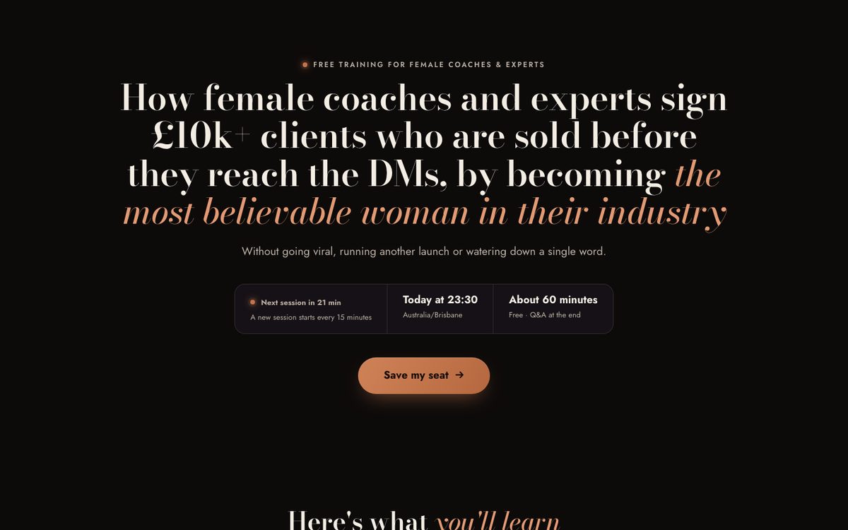 Registration page preview